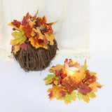 Maxbell Thanksgiving Candle Ring Artificial Maple Leaves Wreath for Harvest Cafe Bar
