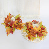 Maxbell Thanksgiving Candle Ring Artificial Maple Leaves Wreath for Harvest Cafe Bar