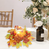 Maxbell Thanksgiving Candle Ring Artificial Maple Leaves Wreath for Harvest Cafe Bar