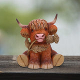 Maxbell Realistic Highland Cow Figurine Handicraft Doll for Boys Girls Children Kids