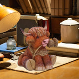 Maxbell Realistic Highland Cow Figurine Handicraft Doll for Boys Girls Children Kids