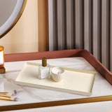 Maxbell Bathroom Vanity Tray Rectangle Serving Tray for Living Room Kitchen Showcase L beige