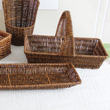 Maxbell Imitation Rattan Storage Basket Woven Bread Basket for Outdoor Kitchen Fruit