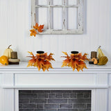 Maxbell Thanksgiving Candle Holder Lifelike Candle Stick for Autumn Harvest Festival Maple Leaf