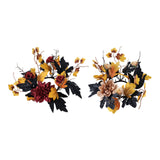 Maxbell Thanksgiving Candle Ring Artificial Maple Leaves Wreath for Dining Room Fall Red
