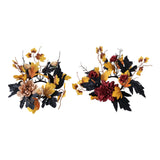 Maxbell Thanksgiving Candle Ring Artificial Maple Leaves Wreath for Dining Room Fall Red