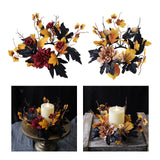 Maxbell Thanksgiving Candle Ring Artificial Maple Leaves Wreath for Dining Room Fall Red