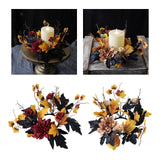 Maxbell Thanksgiving Candle Ring Artificial Maple Leaves Wreath for Dining Room Fall Red