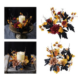 Maxbell Thanksgiving Candle Ring Artificial Maple Leaves Wreath for Dining Room Fall Red