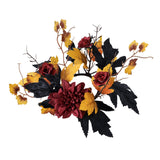 Maxbell Thanksgiving Candle Ring Artificial Maple Leaves Wreath for Dining Room Fall Red