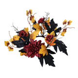 Maxbell Thanksgiving Candle Ring Artificial Maple Leaves Wreath for Dining Room Fall Red
