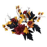 Maxbell Thanksgiving Candle Ring Artificial Maple Leaves Wreath for Dining Room Fall Red