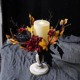 Maxbell Thanksgiving Candle Ring Artificial Maple Leaves Wreath for Dining Room Fall Red