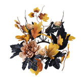 Maxbell Thanksgiving Candle Ring Artificial Maple Leaves Wreath for Dining Room Fall Champagne