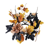 Maxbell Thanksgiving Candle Ring Artificial Maple Leaves Wreath for Dining Room Fall Champagne