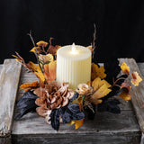 Maxbell Thanksgiving Candle Ring Artificial Maple Leaves Wreath for Dining Room Fall Champagne