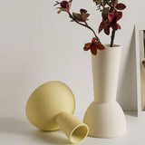 Maxbell Ceramic Flower Vase Frosted Porcelain Vase for Entryway Bookshelf Decoration Yellow