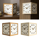 Maxbell Dual Sided Corner Wall Clock Punch Free Solid Wood