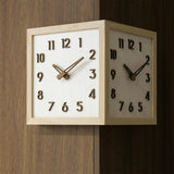 Maxbell Dual Sided Corner Wall Clock Punch Free Solid Wood