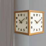 Maxbell Dual Sided Corner Wall Clock Punch Free Solid Wood