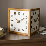 Maxbell Dual Sided Corner Wall Clock Punch Free Solid Wood