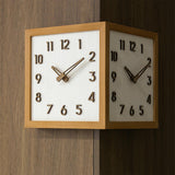 Maxbell Dual Sided Corner Wall Clock Punch Free Solid Wood