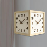 Maxbell Dual Sided Corner Wall Clock Punch Free Solid Wood