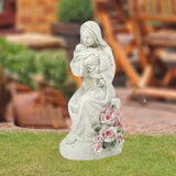 Maxbell Virgin Mary Figurine Outdoor Light Decor Sculpture for Yard Bedroom Backyard Unpainted