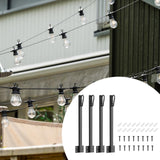 Maxbell 4 Pieces String Light Poles Sturdy Outdoor Lighting Stand for Pub Patio Wall