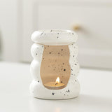 Maxbell Ceramic Essential Oil Burner Home Decor Aroma Burner for Bedroom Yoga Office White Black Dot