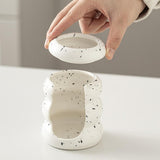 Maxbell Ceramic Essential Oil Burner Home Decor Aroma Burner for Bedroom Yoga Office White Black Dot