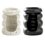 Maxbell Ceramic Essential Oil Burner Home Decor Aroma Burner for Bedroom Yoga Office White Black Dot