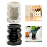 Maxbell Ceramic Essential Oil Burner Home Decor Aroma Burner for Bedroom Yoga Office White Black Dot
