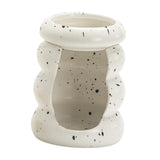Maxbell Ceramic Essential Oil Burner Home Decor Aroma Burner for Bedroom Yoga Office White Black Dot