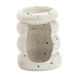 Maxbell Ceramic Essential Oil Burner Home Decor Aroma Burner for Bedroom Yoga Office White Black Dot