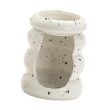 Maxbell Ceramic Essential Oil Burner Home Decor Aroma Burner for Bedroom Yoga Office White Black Dot