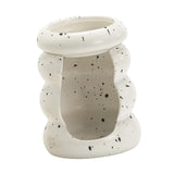 Maxbell Ceramic Essential Oil Burner Home Decor Aroma Burner for Bedroom Yoga Office White Black Dot