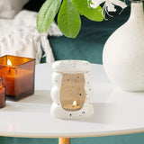 Maxbell Ceramic Essential Oil Burner Home Decor Aroma Burner for Bedroom Yoga Office White Black Dot