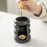 Maxbell Ceramic Essential Oil Burner Home Decor Aroma Burner for Bedroom Yoga Office Black