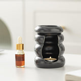 Maxbell Ceramic Essential Oil Burner Home Decor Aroma Burner for Bedroom Yoga Office Black