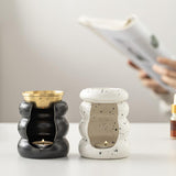 Maxbell Ceramic Essential Oil Burner Home Decor Aroma Burner for Bedroom Yoga Office Black