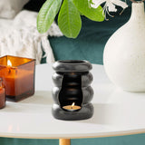 Maxbell Ceramic Essential Oil Burner Home Decor Aroma Burner for Bedroom Yoga Office Black