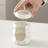 Maxbell Ceramic Essential Oil Burner Gift Tealight Candle Holder for Party Home Yoga White Black Dot