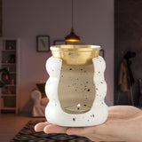 Maxbell Ceramic Essential Oil Burner Gift Tealight Candle Holder for Party Home Yoga White Black Dot
