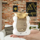 Maxbell Ceramic Essential Oil Burner Gift Tealight Candle Holder for Party Home Yoga White Black Dot