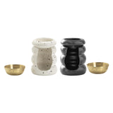 Maxbell Ceramic Essential Oil Burner Gift Tealight Candle Holder for Party Home Yoga White Black Dot