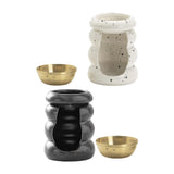 Maxbell Ceramic Essential Oil Burner Gift Tealight Candle Holder for Party Home Yoga White Black Dot