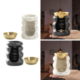 Maxbell Ceramic Essential Oil Burner Gift Tealight Candle Holder for Party Home Yoga White Black Dot