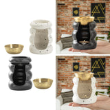 Maxbell Ceramic Essential Oil Burner Gift Tealight Candle Holder for Party Home Yoga White Black Dot