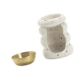 Maxbell Ceramic Essential Oil Burner Gift Tealight Candle Holder for Party Home Yoga White Black Dot